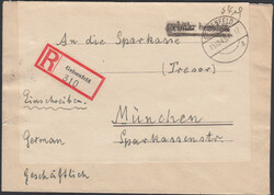 GEISENFELD / 15.12.45, schwarzer aptierter L1 'gebühr bezahlt' ...