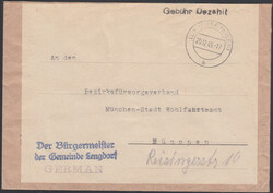 LENGDORF (b ISEN) / 20.12.45, schwarzer Setzkastenstempel 'Gebühr ...