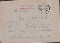 BAD RAPPENAU / 21.12.45, Stegstempel auf mittig gefaltetem ...
