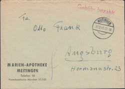 MEITINGEN / 17.12.45, aptierter Stegstempel auf Brief mit großem ...