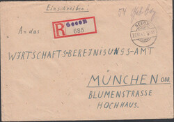 SEEON / 23.10.45, kleiner Schraffen-Stegstempel in früher Verwendung ...