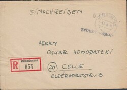 WALDMÜNCHEN / 9.5.46, schw. apt. L1 'gebühr bezahlt' und hschr. '0 ...