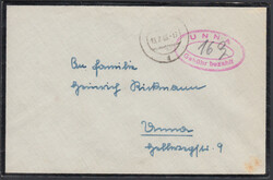 (UNNA) / 19.7.46, teils undeutlicher K2 auf Ortsbrief mit klarem ...