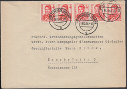 4 Fr. Ausgabe 1948, fünf Werte (2 waager. Paare und Einzelstück) ...