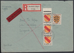 BREBACH (SAAR) / 8.2.46, Doppel-Eil-Ebf. (Tarif 94 Pf.) mit 5 und ...