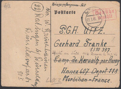 RATINGEN / 3.1.46, roter R2 'Gebühr bezahlt' auf gebührenpfl. Kgf.- ...