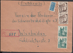 Diez, roter Not-R-Stempel auf Bedarfsbrief mit je 2 x 6 und 24 Pf. 2. ...