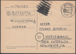 6 Rpf. / bezahlt., schwarzer Wertstempel mit fetter Wertziffer, mit ...