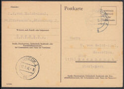 POSTAGE / PREPAID / 6 Rpf / Gebühr bezahlt, Behelfs-GA mit DV ...