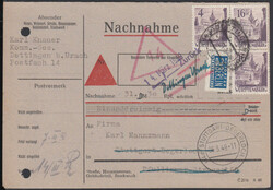DETTINGEN (ERMS) / 5.3.49, NN-Drucksachenkarte mit 2 x 16 DPf. II und ...
