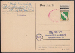 ANDERNACH / 1.4.47, Bedarfskarte mit OR-Stück 1 Pf. Wappen und rotem ...