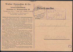 DRESDEN- ALTST. 4 / 4.9.23, Drucksachenkarte mit viol. R3 '....... M. ...