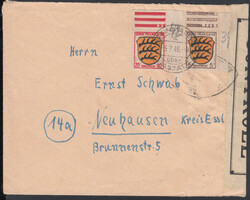 G.B.A., Spitzovalstempel (Riemer F-11, Zensor 304) beidseitig auf ...