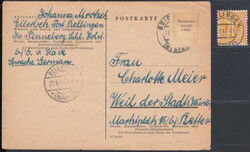 Freigebühr / bezahlt / 6 Rpf. im Linienrechteck, mit DV 'G. (6.45)' ...