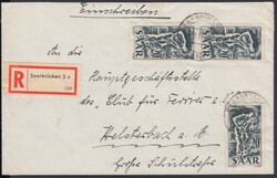 20 Fr. Saar IV Ausgabe 1949, drei Werte (senkr. Paar und ...