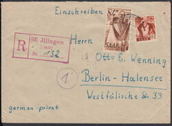 (18) Jllingen (Saar), sehr klarer roter Not-R-Stempel auf Ebf. mit 24 ...