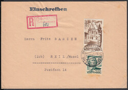 (14b) Dornstetten (Kr Freudenstadt), roter Not-R-Stempel auf weißem ...