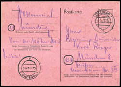 POSTAGE PREPAID / 6 Rpf / Gebühr bezahlt, BehelfsGA mit abgerund. ...