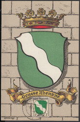 1 Pf. Wappen Rheinland auf farbiger Maximumkarte 'Prusse Rhenane' mit ...