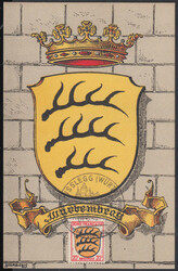 20 Pf. Wappen Württemberg auf farbiger Maximumkarte 'Wurtemberg' mit ...