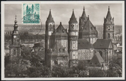 24 Pf. Wormser Dom grün (DM-Ausgabe) auf Maximumkarte mit Steg-K1 ...