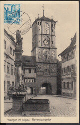 75 Pf. Wangen auf entsprechender Maximumkarte mit Stegstempel WANGEN ...