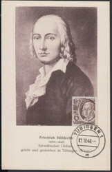 6 Pf. Hölderlin 2. Ausgabe auf entsprechender Maximumkarte TÜBINGEN ...