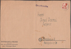 60 Pf. Beethoven einzeln auf senkr. gefalteter Vorderseite einer ...