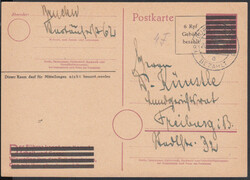 OPD Freiburg, '6 Rpf / Gebühr / bezahlt', schwarzer Aufdruck in ...