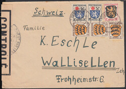 G.B.C., Spitzoval-Zensurstempel beidseitig auf Verschlussstreifen auf ...