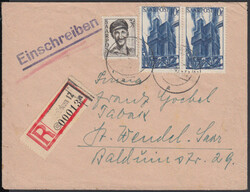 SAARBRÜCKEN 12 / 16.(?).7.48, Doppel-Ebf. nach St. Wendel mit 3 und ...