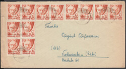 2 Pf. Beethoven orange, 12 Stück in 6 waager. Paaren auf Brief ...