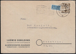 LUDWIGSHAFEN (RHEIN) / 18.2.49, 10 Pf. 2. Ausgabe mit NOB auf Brief ...