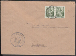 16 Pf. 1. Ausgabe, waager. Paar in früher Verwendung auf portor. ...