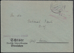 DINSLAKEN (NIEDERRHEIN) 1 / 19.6.46, Brief mit doppelt abgeschlagenem ...