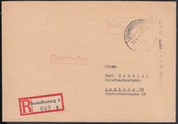 ASCHAFFENBURG 2 / 1 FEB 46, viol. Anker-Registrierkassenstempel mit ...