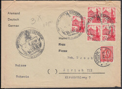 FREIBURG / BIGA / 7.6.47, SoSt. auf Brief in die CH mit 5 x 24 Pf. ...