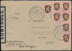 G.B.A., Spitzoval-Zensurstempel (Riemer F-11- Zensor 303) schwer ...