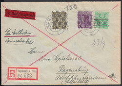 30 Pf. Ziffer Netzaufdruck mit 6 Pf. Arbeiter Netz und 84 Pf. ...