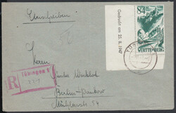 84 Pf. 1. Ausgabe, rechtes unteres ER-Stück mit Druckdatum 'Gedruckt ...