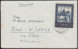 30 + 10 Fr. Tag der Briefmarke 1952 einzeln auf portorichtigem Brief ...