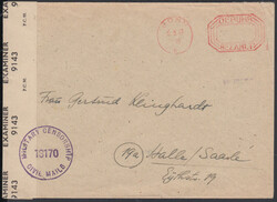 BONN / 6.8.47, roter Postfreistempel mit Achteck-Wertrahmen 'GEBÜHR ...