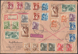 SAARBRÜCKEN 2 / 24.7.47, großformtiger Doppel-Eil-Ebf. 23 x 16 cm ...
