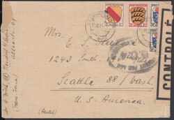 SAARBRÜCKEN 10 / 31.12.46, Brief in die USA mit 8, 20 und 2 x 24 Pf. ...