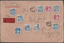 KAISERSLAUTERN 2 / 27.3.48, Wertbrief 6000 Mark mit 156 gr. und 23 x ...