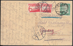 SALEM / 11.7.25, AK mit 5 Pf. Rheinland nach Wien, dort mit ...