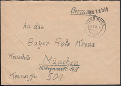 VILSBIBURG / 15.2.46, schwarzer L1 'Bezahlt' (Richter 4038) auf ...