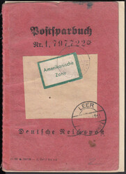 Postsparbuch der Reichspost mit DV (1. 39) und Ausweiskarte, mit ...