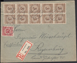 SCHWANDORF / 14.2.24, Ebf. mit senkr. Achterblock 3 Pf. sowie 10 Pf. ...