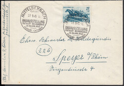 Tag des Pferdes 1949, 25 + 15 Fr. einzeln auf portor. Brief mit SoSt. ...